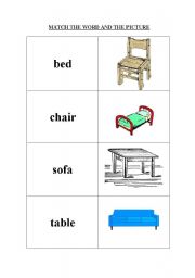 English worksheet: furniture 1 matching exercise