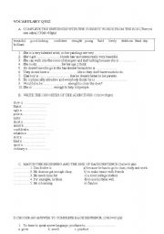 English worksheet: VOCABULARY OUIZ