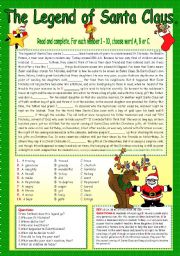 English Worksheet: THE LEGEND OF SANTA CLAUS.