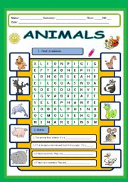 Animals wordsearch