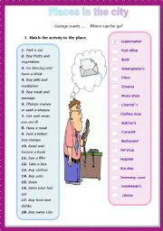 English Worksheet:  Places in the city - Worksheet 1