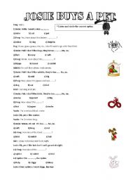 English worksheet: JOSIE BUYS A PET - Story (TWO PAGES)