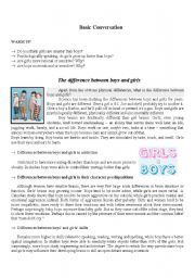 English Worksheet: Boys and Girls