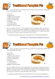 English Worksheet: Pumpkin Pie Recipe