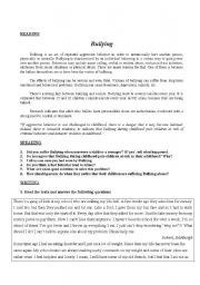 English Worksheet: Bullying 