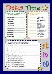 English Worksheet: time-dates