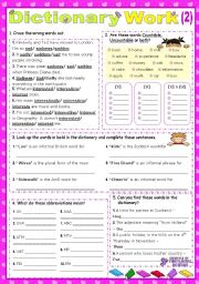 English Worksheet: Working with the Dictionary 2  (for lower intermediate students)