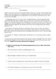 English Worksheet: THE INTERNET TEXT