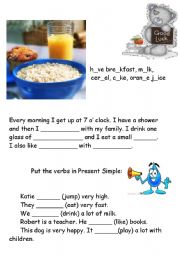 English Worksheet:  Simple Present practice