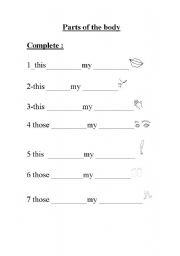 English Worksheet: the body