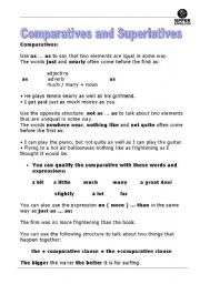 English Worksheet: comparatives and superlatives