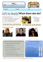 English Worksheet: Listening What does she do? 