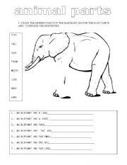 English worksheet: ANIMAL PARTS