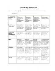 English Worksheet: Letter to God