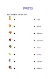 English Worksheet: Fruits