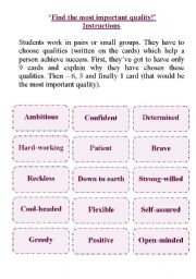 English Worksheet: How to be successful. Find the most important quality!
