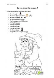English Worksheet: Colour the witch