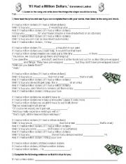 English Worksheet: Second Conditional song worksheet If I had a million dollars Barenaked ladies