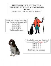 English Worksheet: A Dog Named Ought (sung to the tune of B-I-N-G-O)