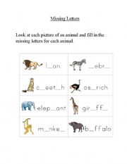 English worksheet: Missing Letter