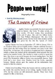 English Worksheet: People We Knew (Biography Series): Queen of Crime