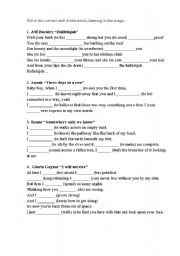 English worksheet: Past Simple Fill in songs