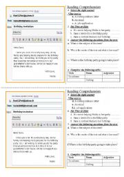 English Worksheet: Emails reading comprehension test