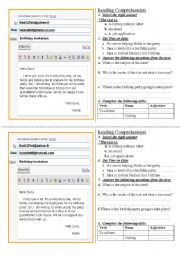 Emails reading comprehension test