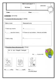English Worksheet: test 7th form
