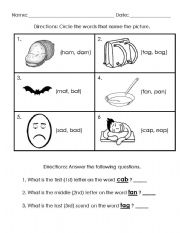 English worksheet: cvc worksheet