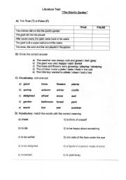 English worksheet: The Giants Garden Test