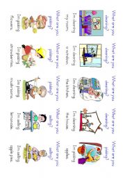 More Present Continuous Go Fish! cards 101-120 of 140 with instructions and backs