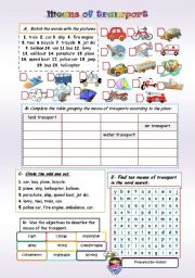 English Worksheet: means of transport