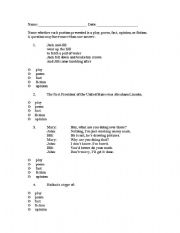 English worksheet: Poetry, Fact, Fiction 
