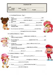 English Worksheet: GRAMMAR - TEST + KEY