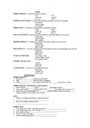 English worksheet: VERB TENSES. Grammar, examples and exercises
