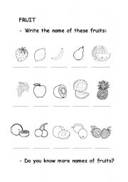 English Worksheet: Fruit