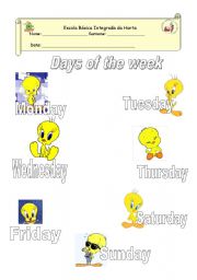 English Worksheet: Days of the week