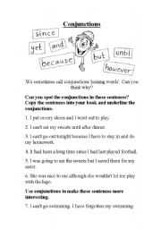 English worksheet: Conjunctions