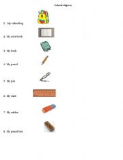 English worksheet: my school objects