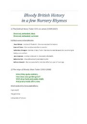 English Worksheet: Bloody British History in English Nursery Rhymes