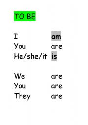 English Worksheet: the verb to be