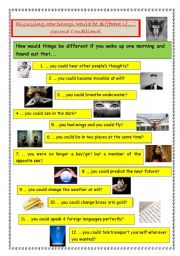 English Worksheet: Discussing how things would be different if... ?  Second Conditional