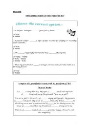 English worksheet: WAS/WERE exercises