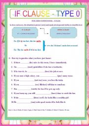 English Worksheet: IF CLAUSE - TYPE 0