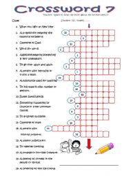 English Worksheet: Crossword 7 (key included)