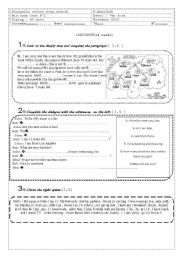English Worksheet: mid term test 1    7 th form