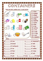 English Worksheet: CONTAINERS