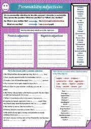 English Worksheet: personality adjectives