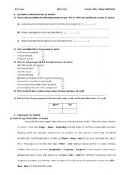 English Worksheet: mid-term test 1 first forms